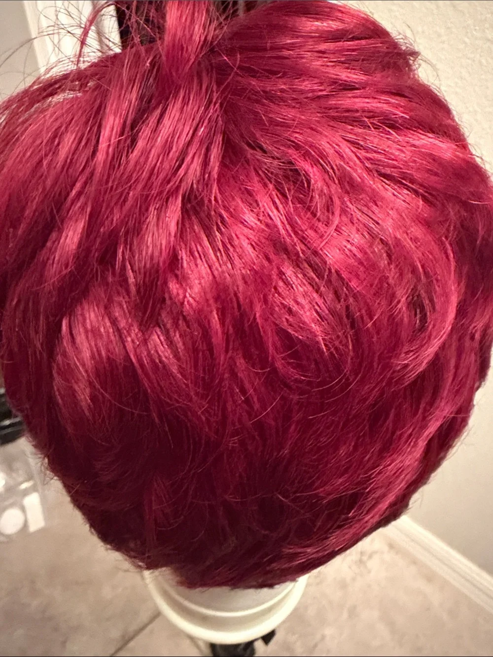 Vibrant Magenta Short Women’s Wig - Stylish Layered Cut human hair pixie